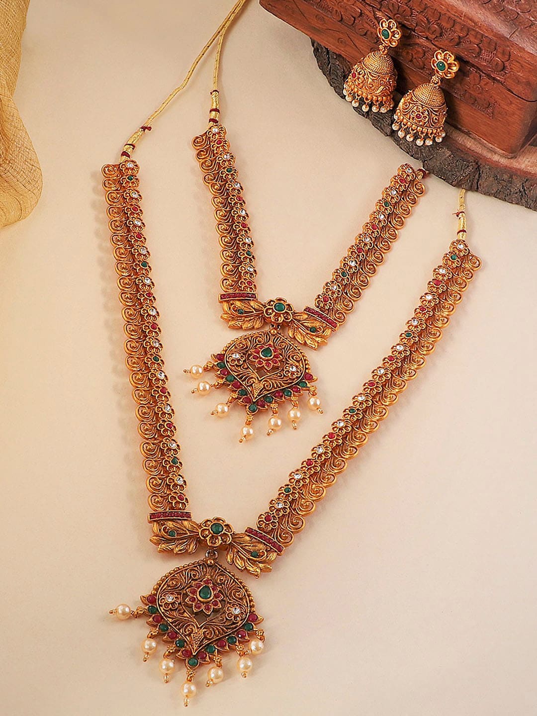 

Alamod Gold-Plated AD Stones & Artificial-Studded Jewellery Set