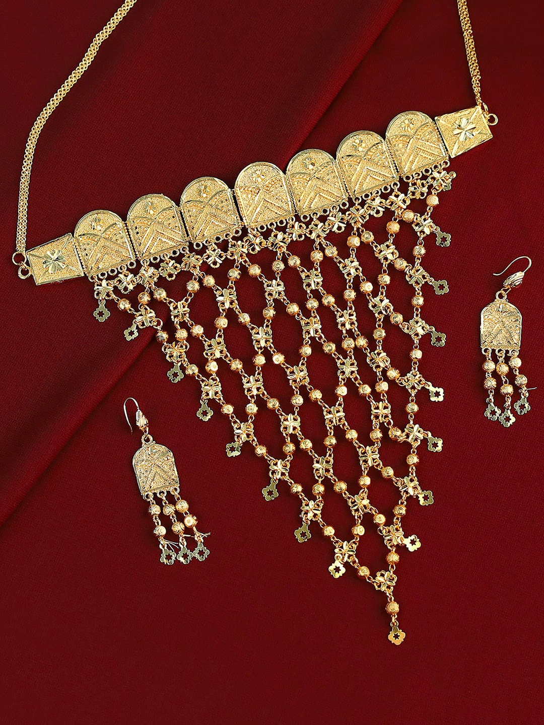 

Alamod Gold-Plated Collar Necklace Bridal Jewellery Set