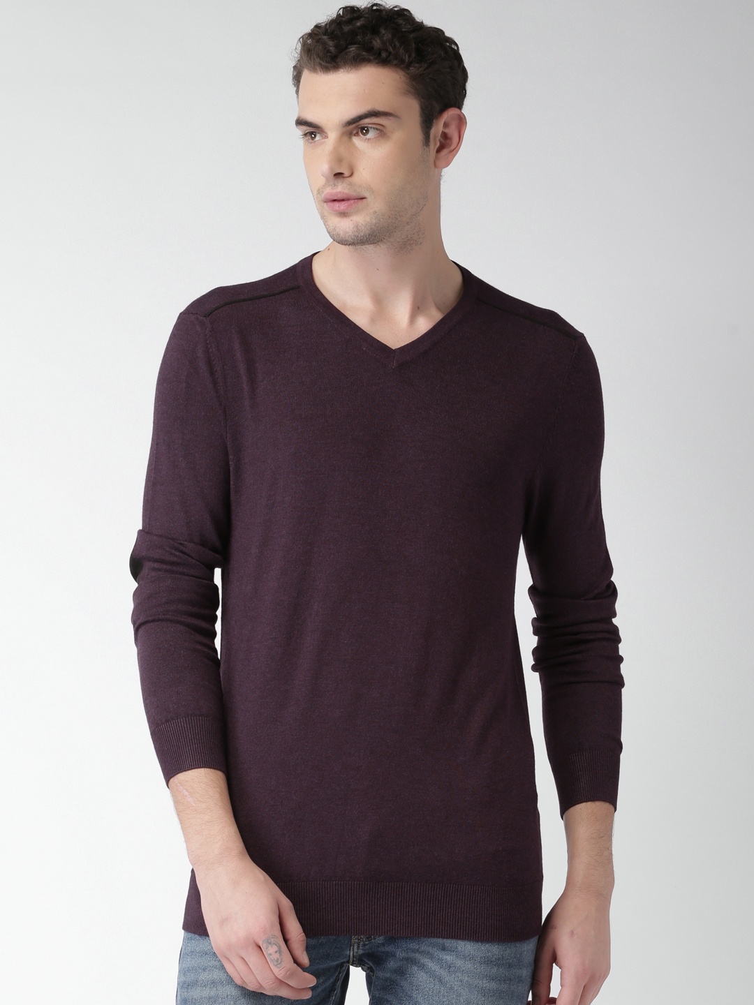 

Celio Men Purple Solid Pullover