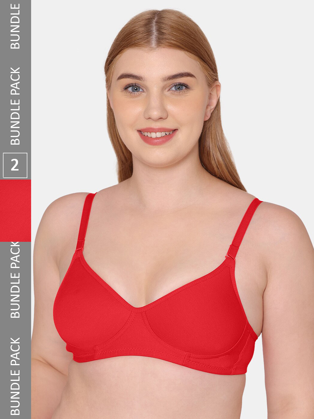 

KOMLI Lightly Padded Full Coverage Seamless Everyday Bra, Red