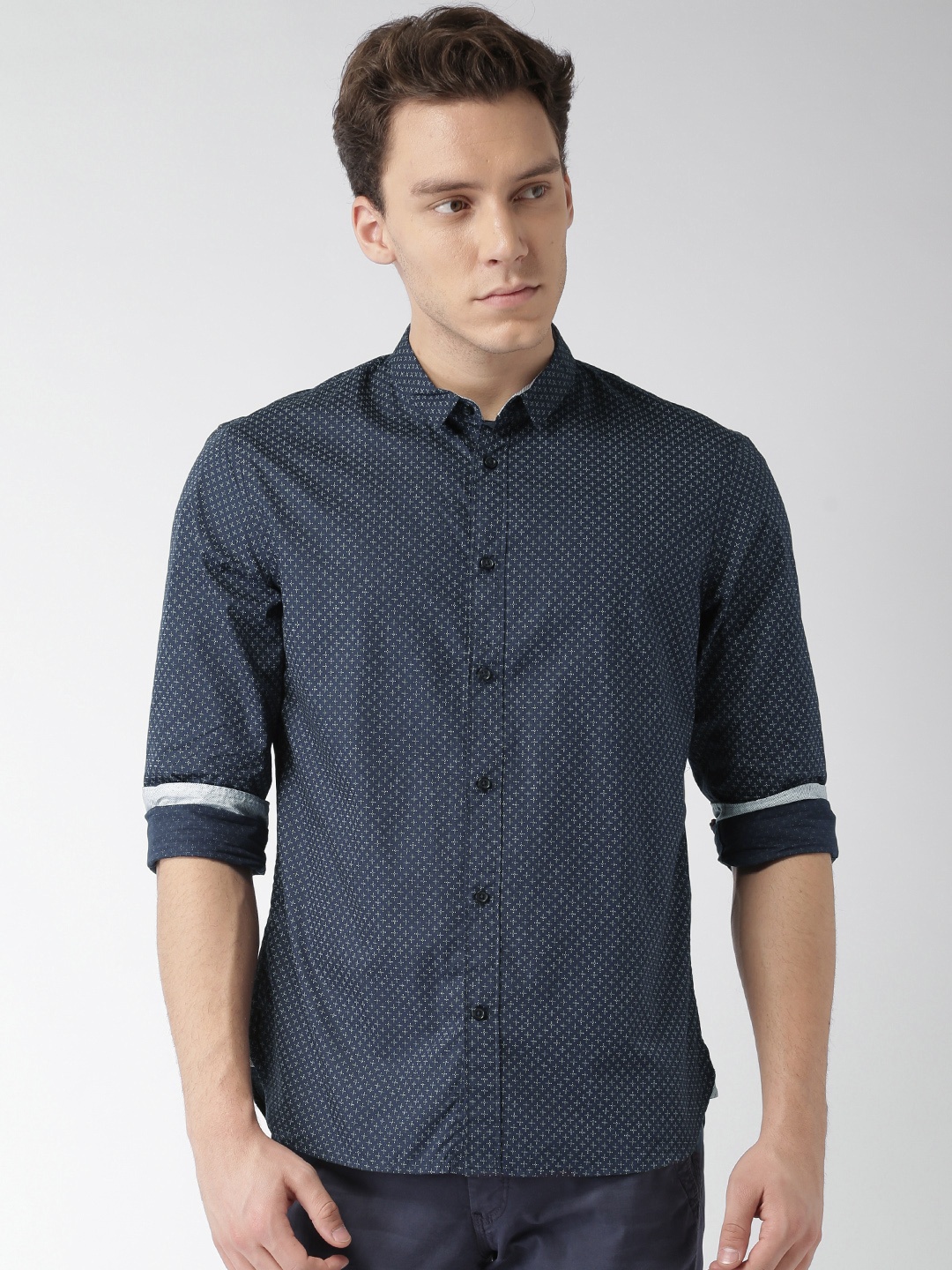 

Celio Men Navy Blue Regular Fit Printed Casual Shirt