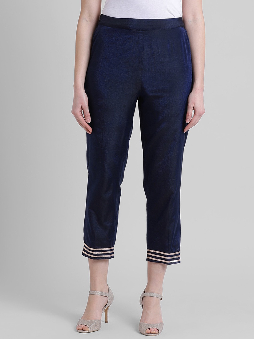 

DressBerry Women Comfort Cigarette Trousers, Navy blue