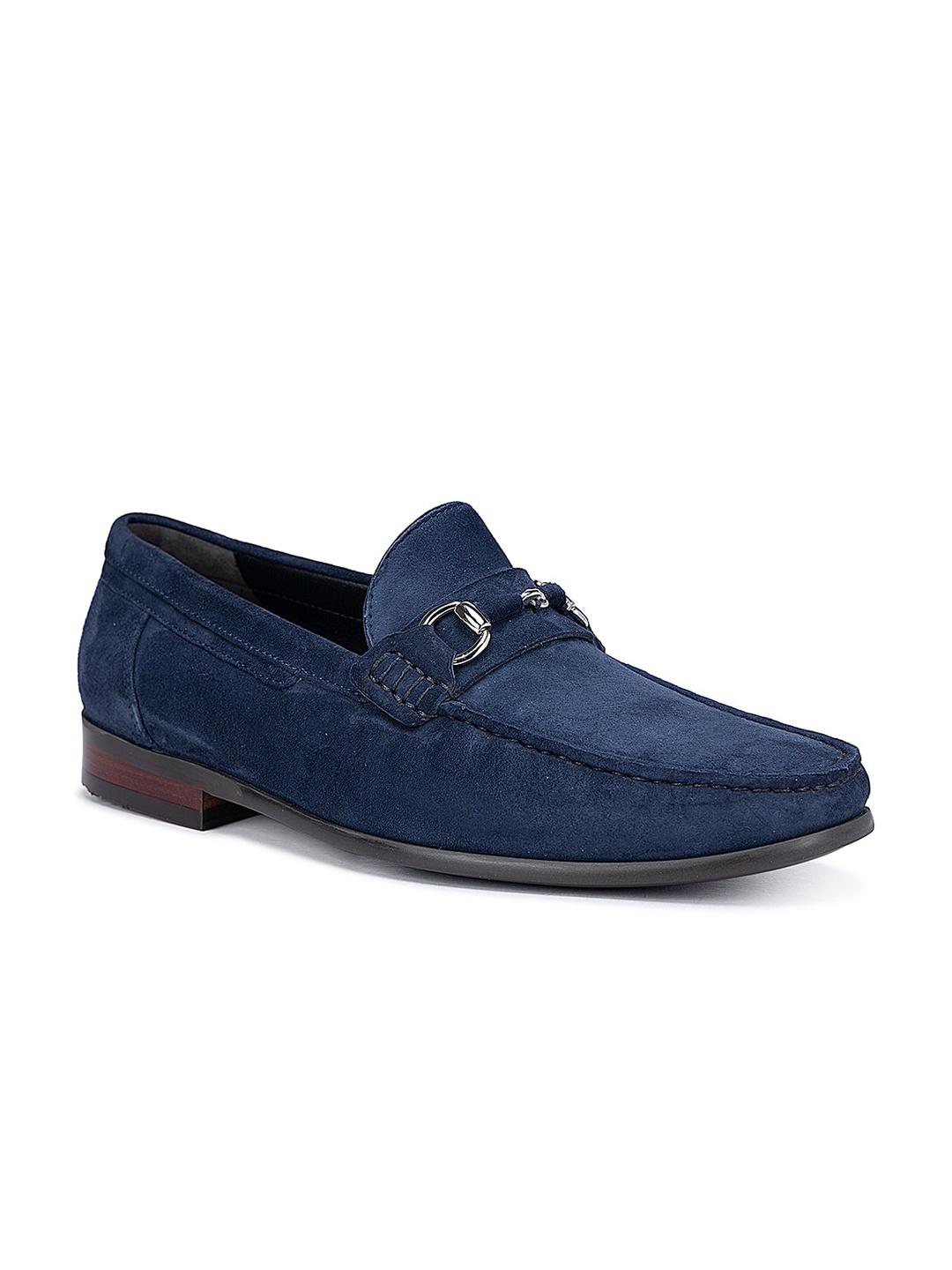 

ROSSO BRUNELLO Men Leather Formal Horsebit Loafers, Navy blue