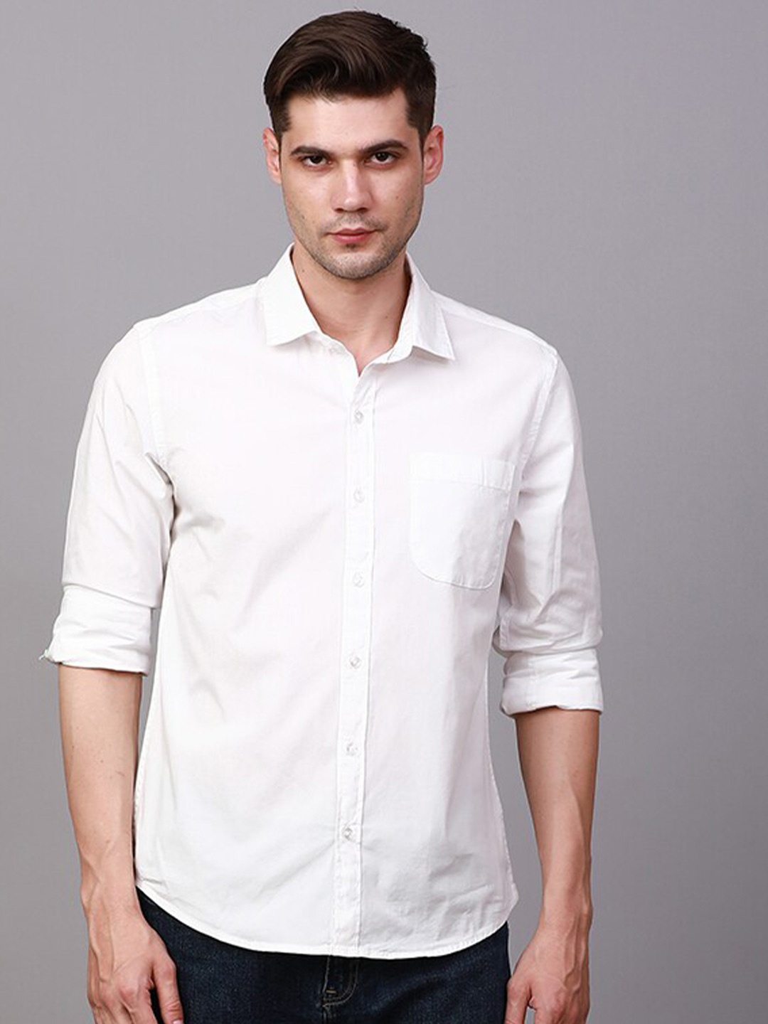 

FOGA Regular Fit Pure Cotton Casual Shirt, White