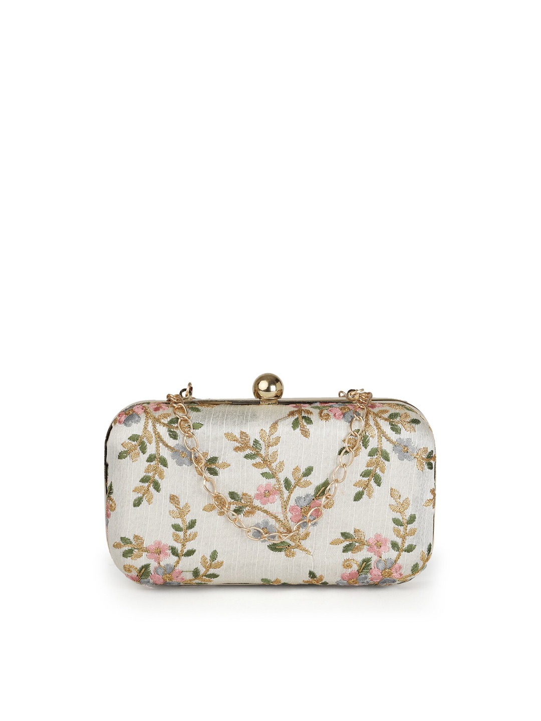 

gaura pakhi Embroidered Box Clutch, Off white