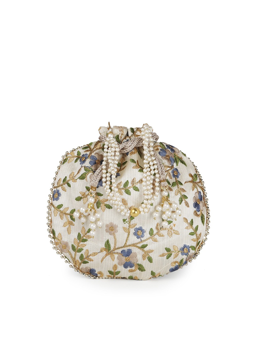 

gaura pakhi Embroidered Potli Clutch, White