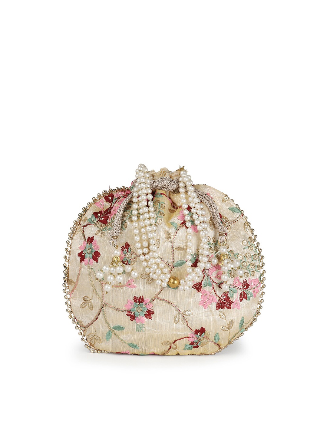 

gaura pakhi Embroidered Potli Clutch, Off white