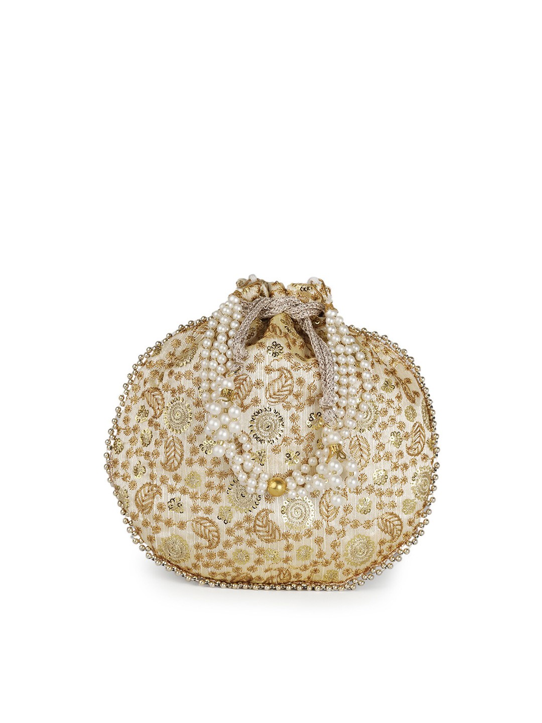 

gaura pakhi Embroidered Potli Clutch, Gold