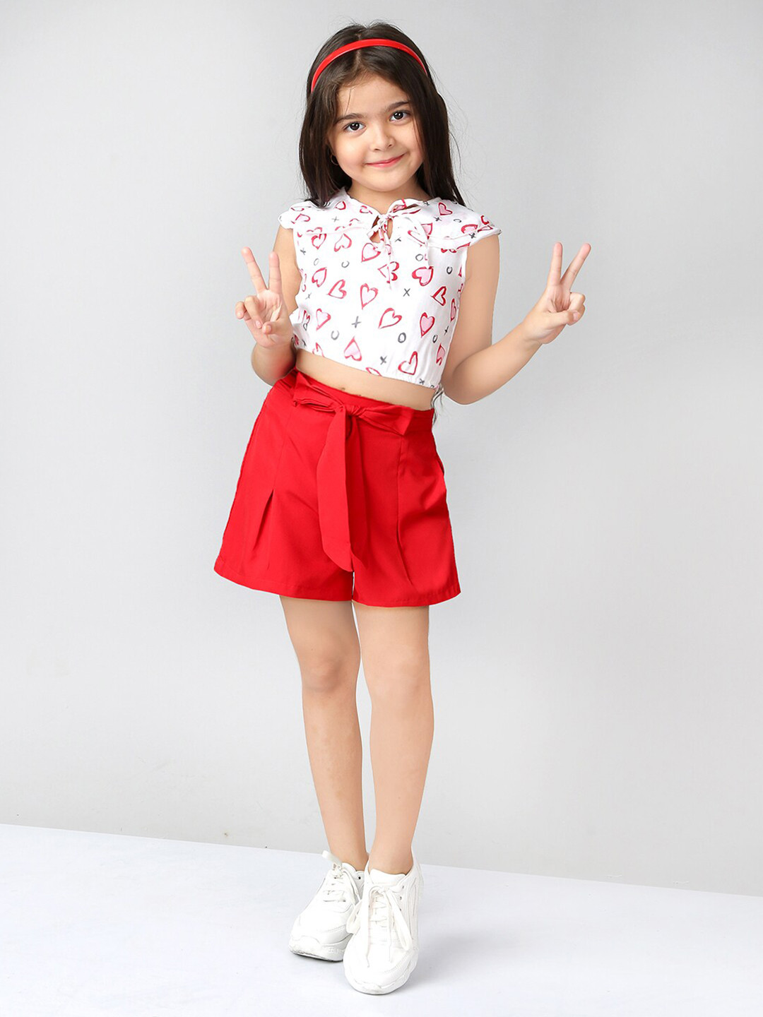 

Naughty Ninos Girls Printed Top with Shorts Set, White