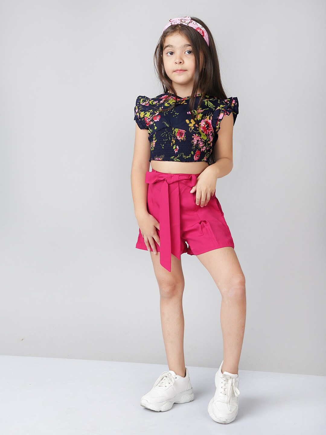 Naughty Ninos Girls Printed Top with Shorts, Blue