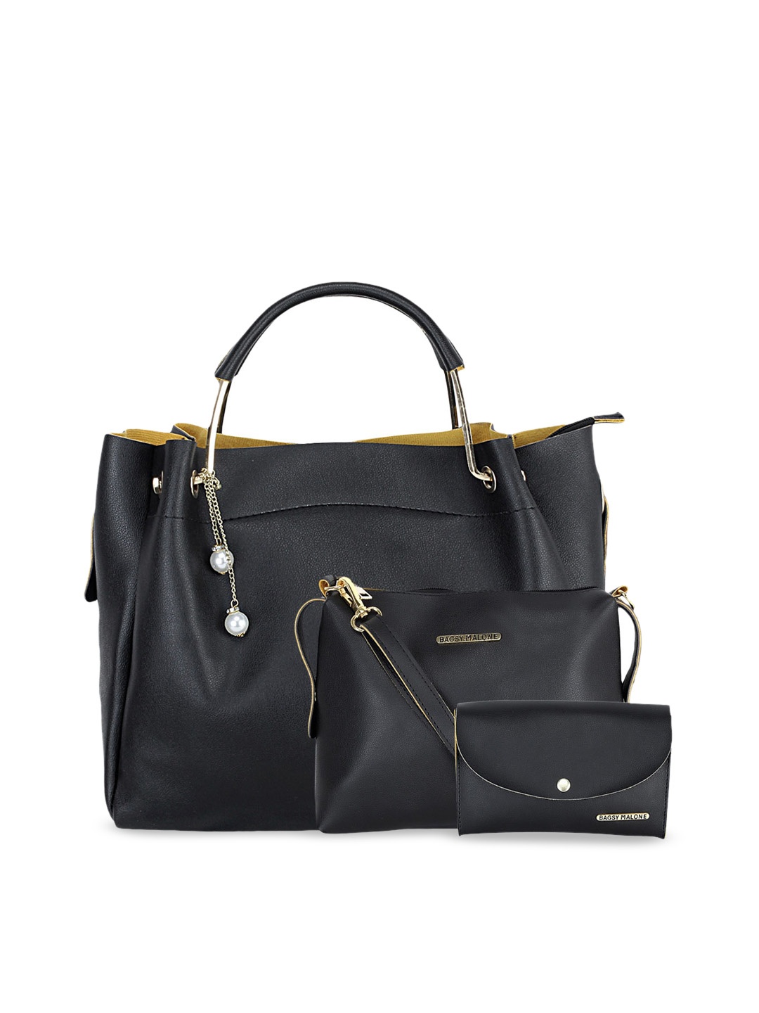 

Bagsy Malone Pack Of 3 Textured Structured Handheld Bag, Black