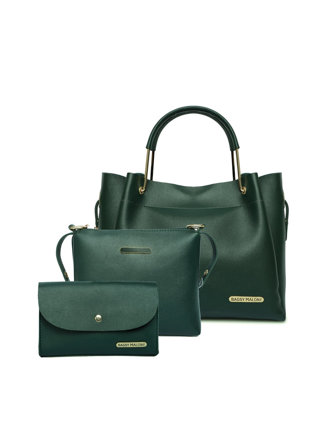 

Bagsy Malone Pack Of 3 Textured Structured Handheld Bag, Green