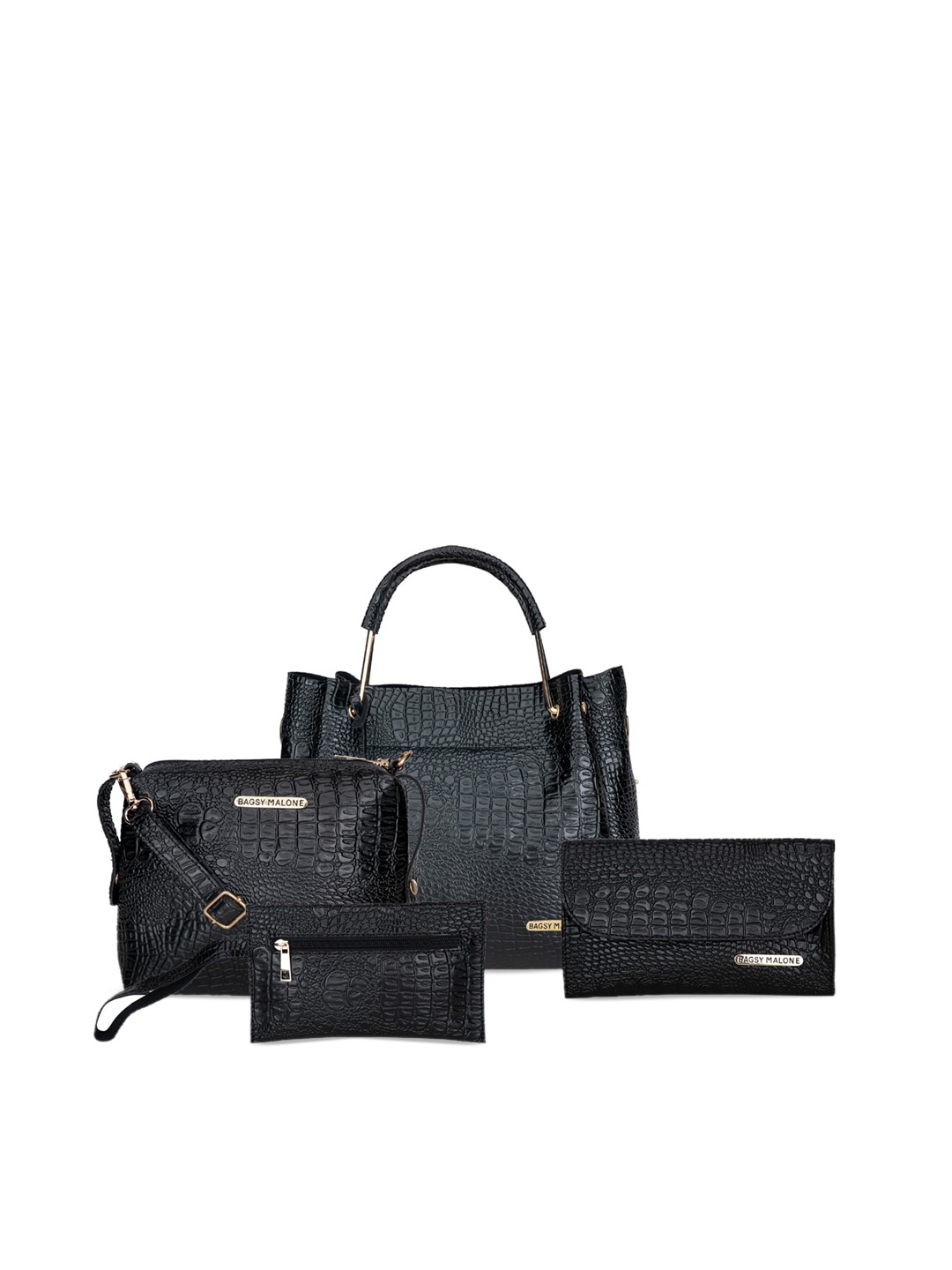 

Bagsy Malone Women Set Of 4 Textured Handbags, Black