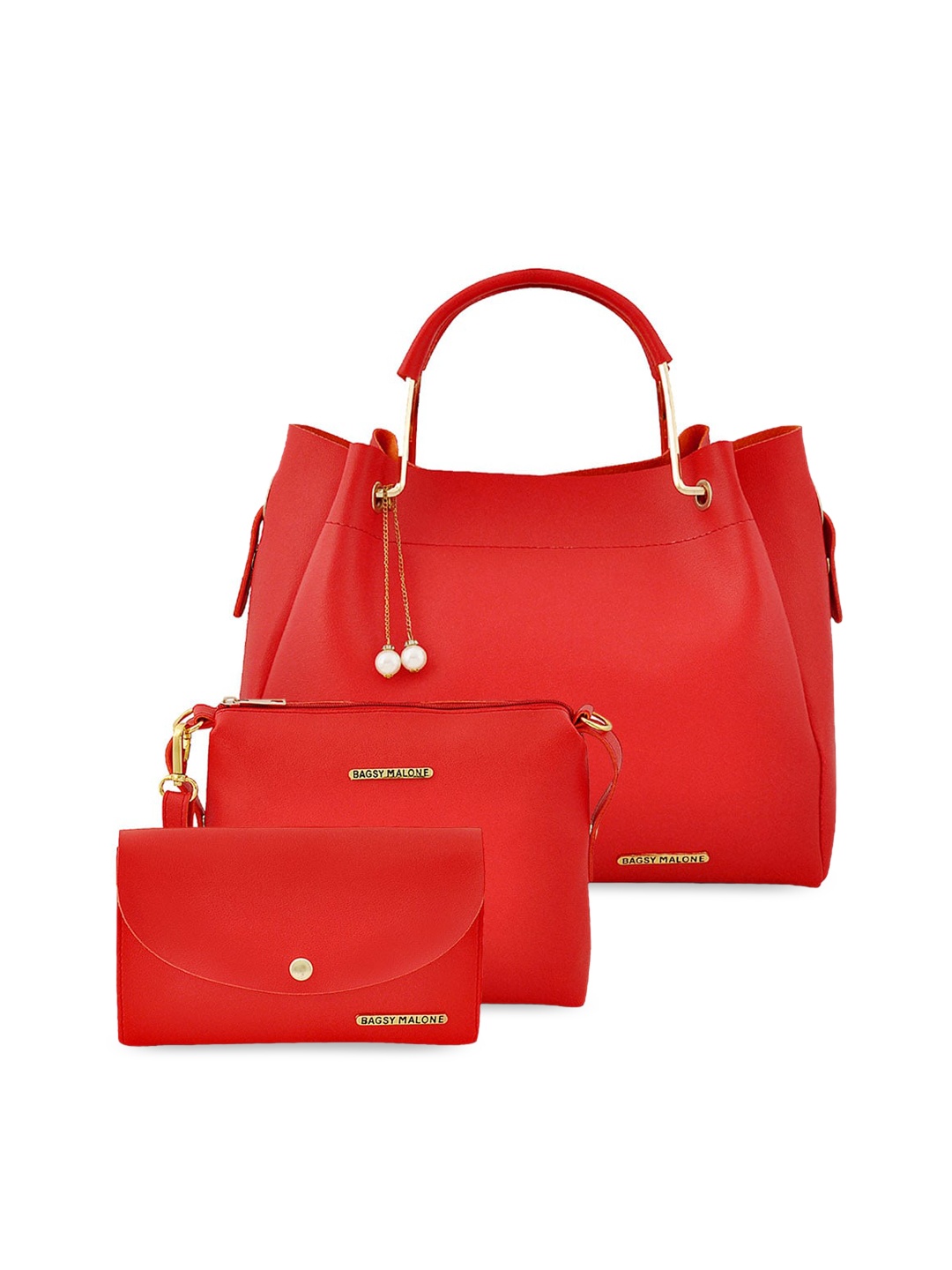 

Bagsy Malone Set of 3 Structured Handheld Bags, Red