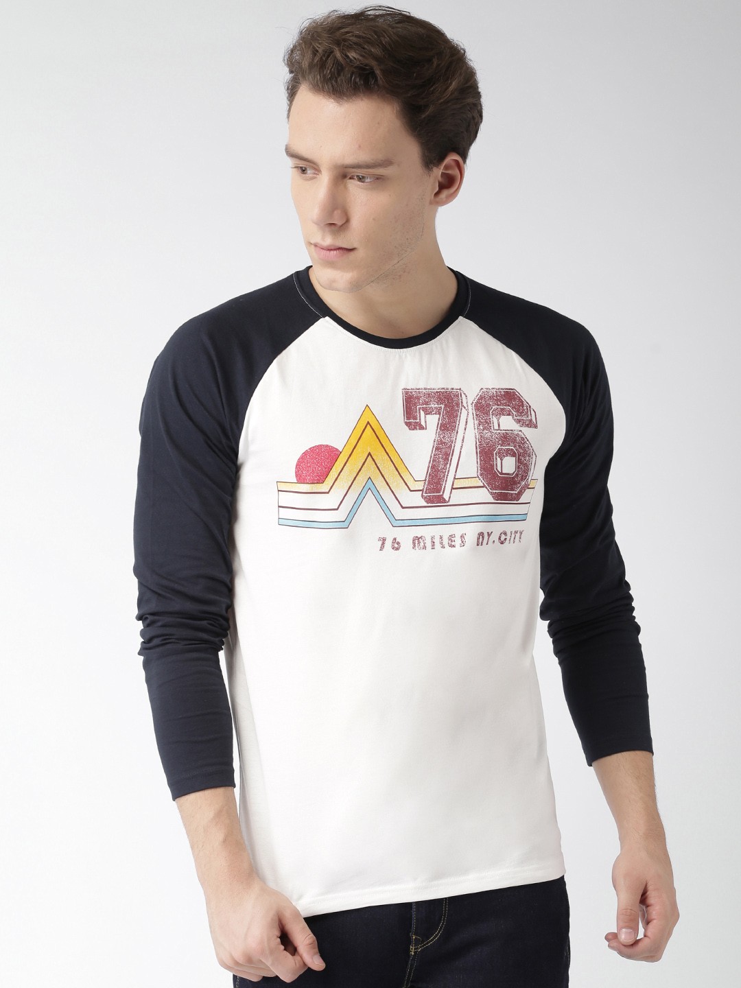 

Celio Men White Printed Round Neck Pure Cotton T-shirt
