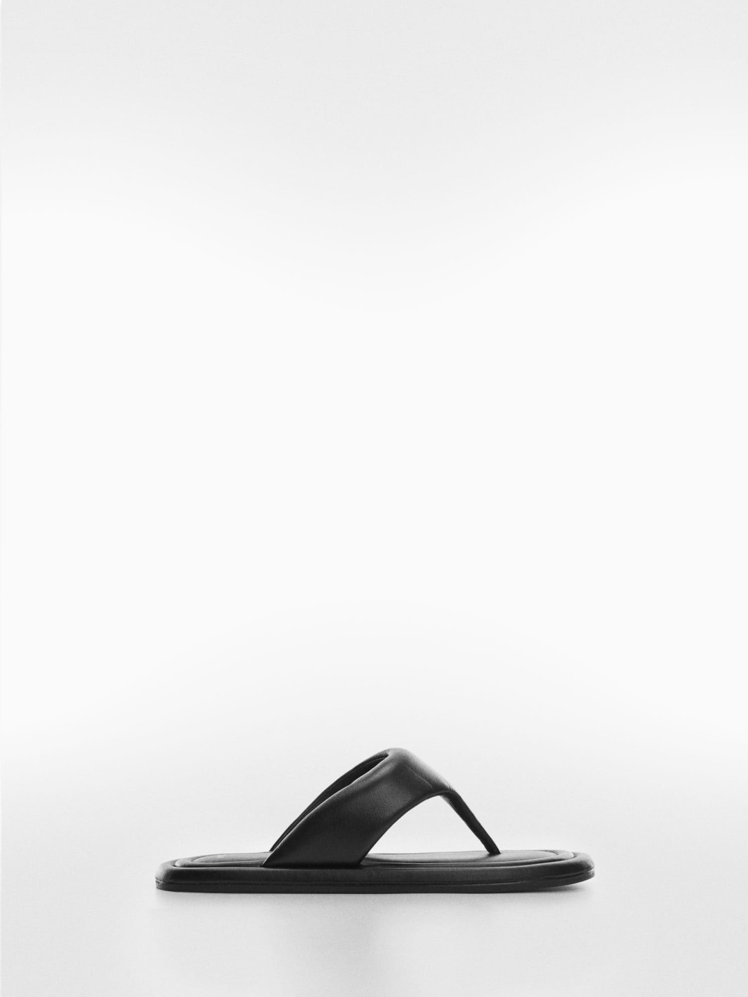 

MANGO Women Leather Open Toe Flats, Black