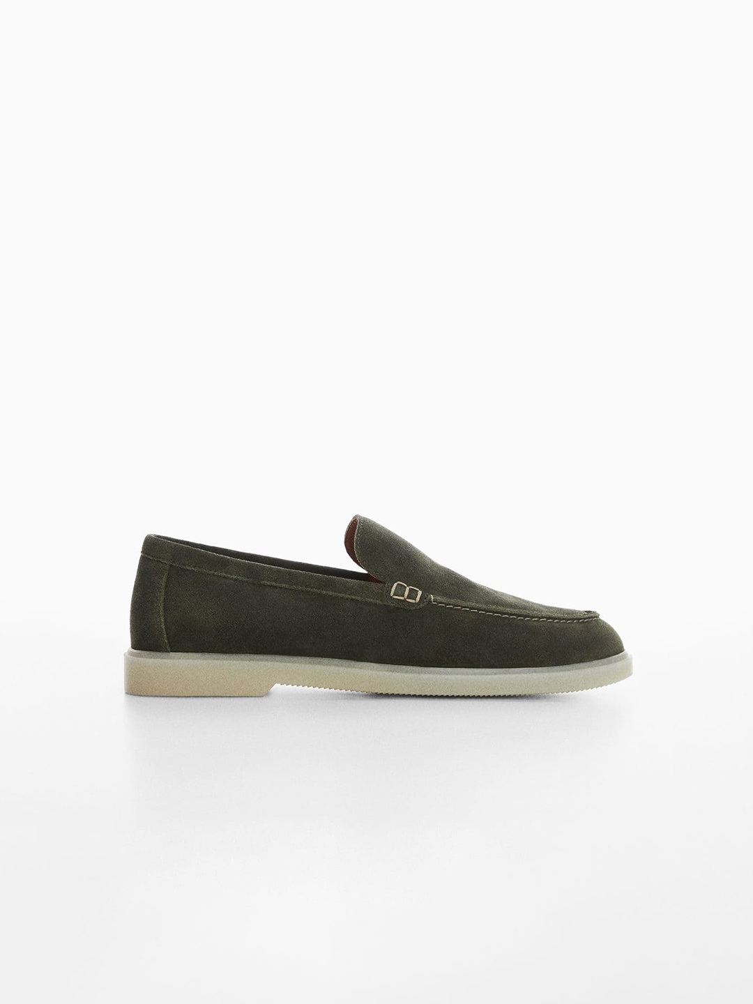 

MANGO MAN Men Leather Slip-On Sneakers, Olive