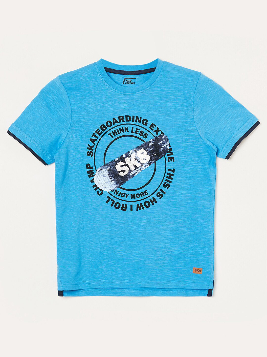 

Fame Forever by Lifestyle Boys Typographic Printed Pure Cotton T-shirt, Blue