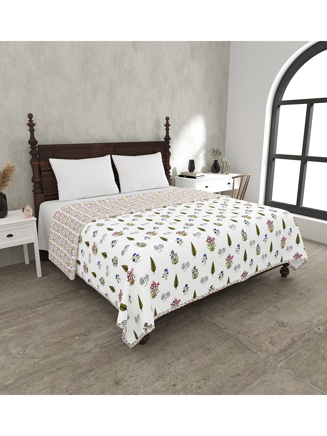 

JAIPUR FABRIC Green Floral Mild Winter 120 GSM Double Bed Dohar