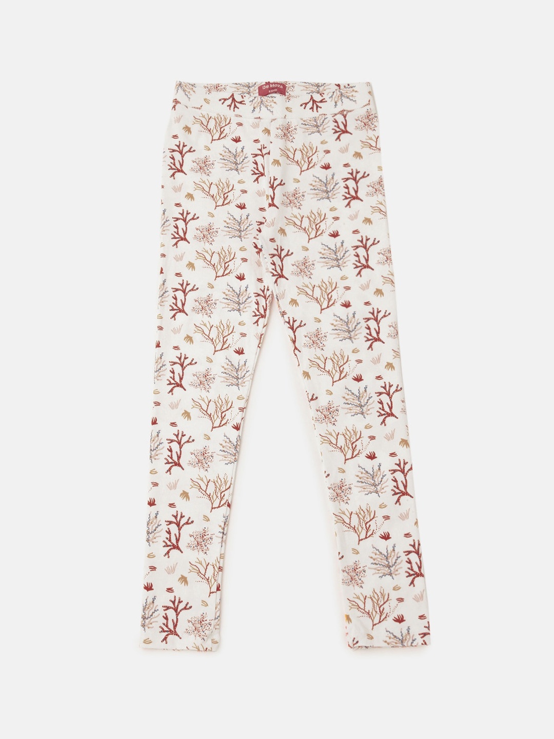 

De Moza Girls Printed Ankle Length Cotton Leggings, White