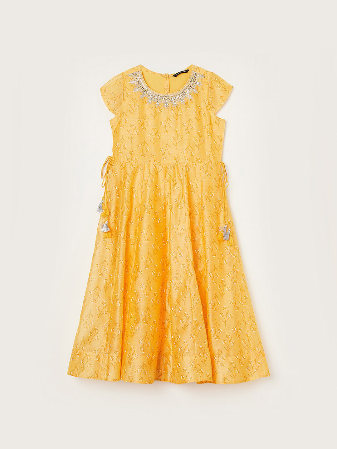 

Melange by Lifestyle Girls Floral Printed Fit & Flare Midi Ethnic Dress, Yellow