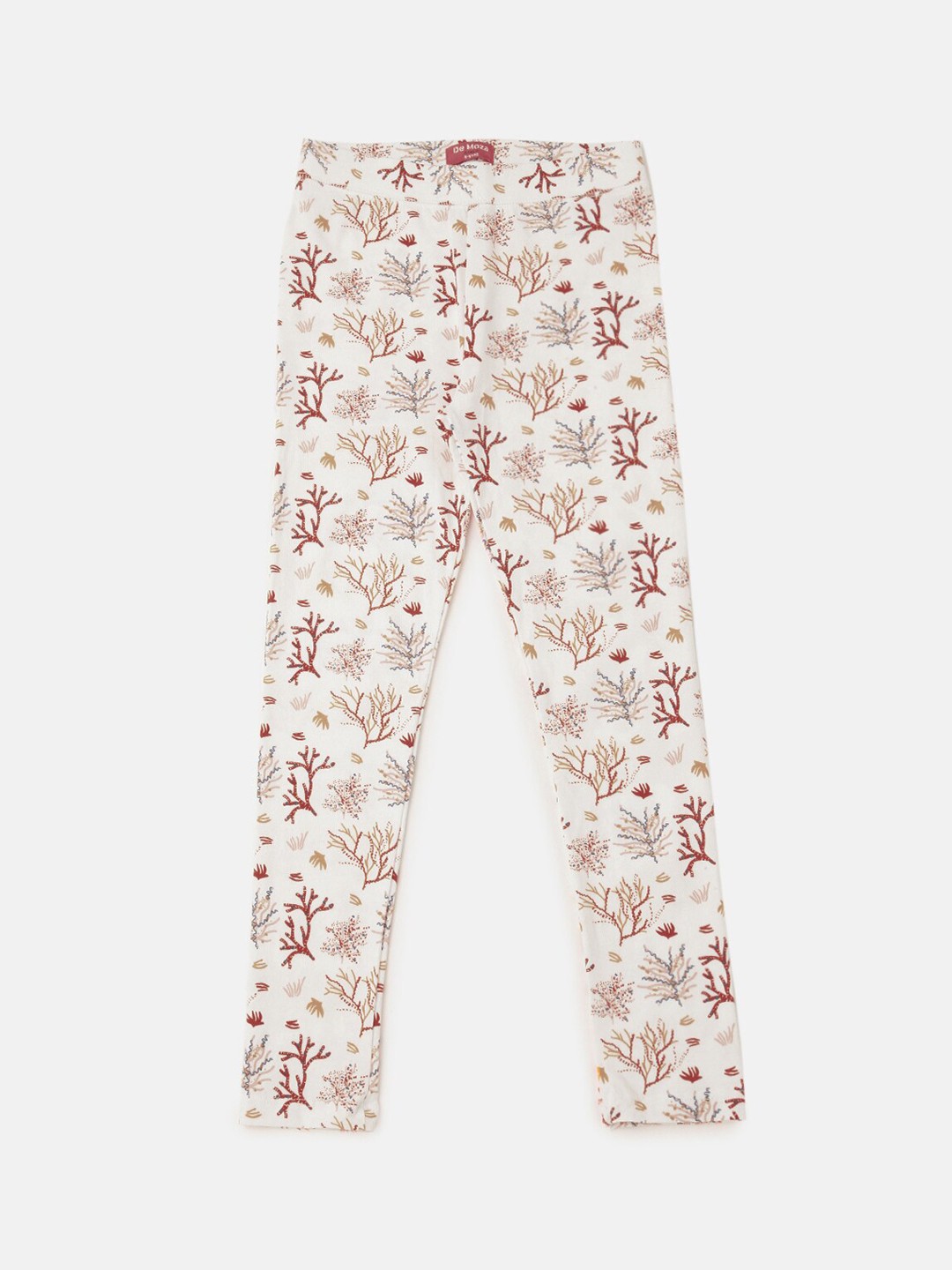 

De Moza Girls Printed Ankle Length Cotton Leggings, White