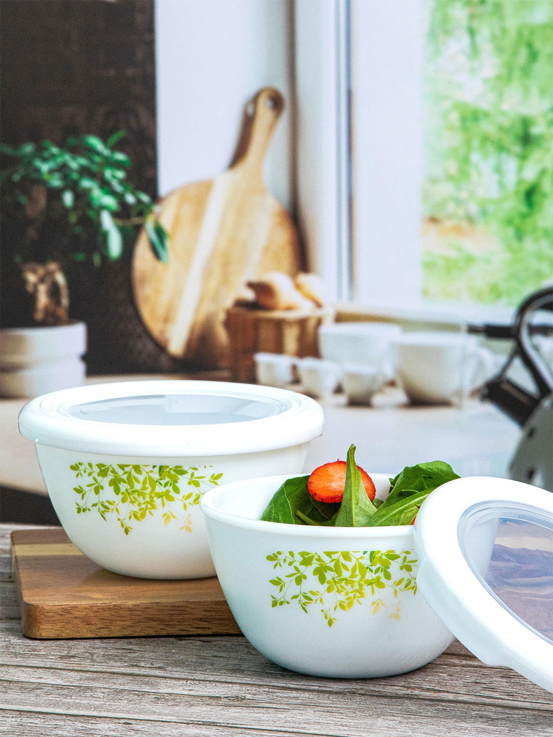 

Cello Opalware Royale 2 Pieces White Small Mixing Bowl with Premium Lid 500 ml Each