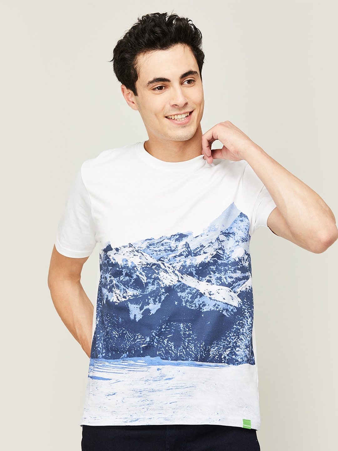 

Bossini Graphic Printed Cotton T-shirt, Blue