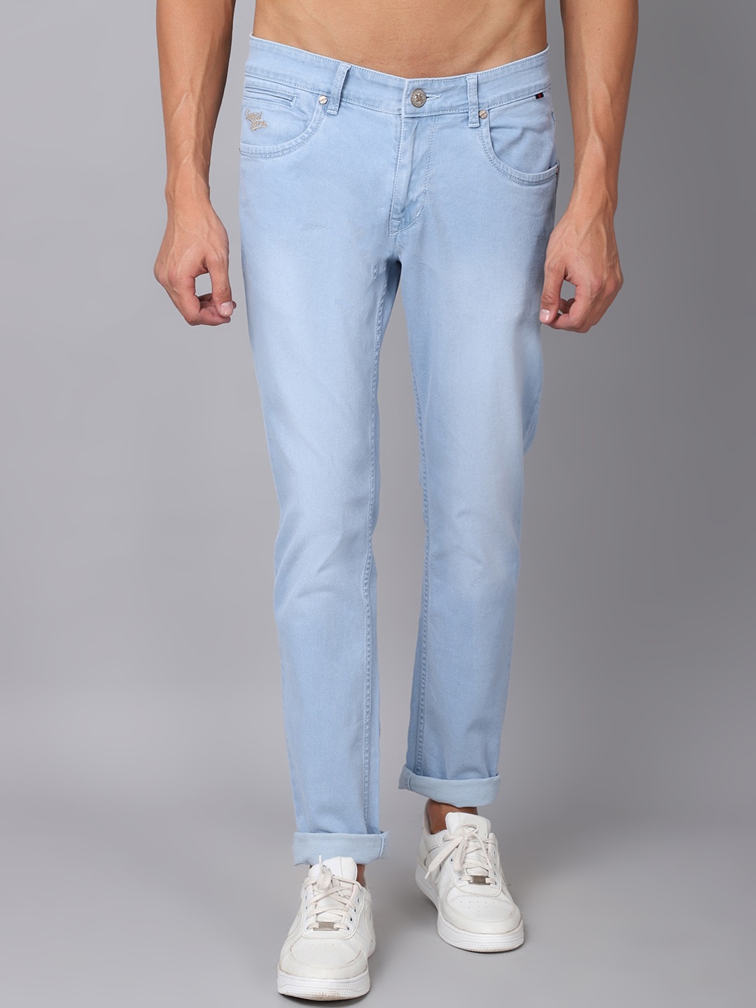 

Cantabil Men Cotton Light Fade Jeans, Blue