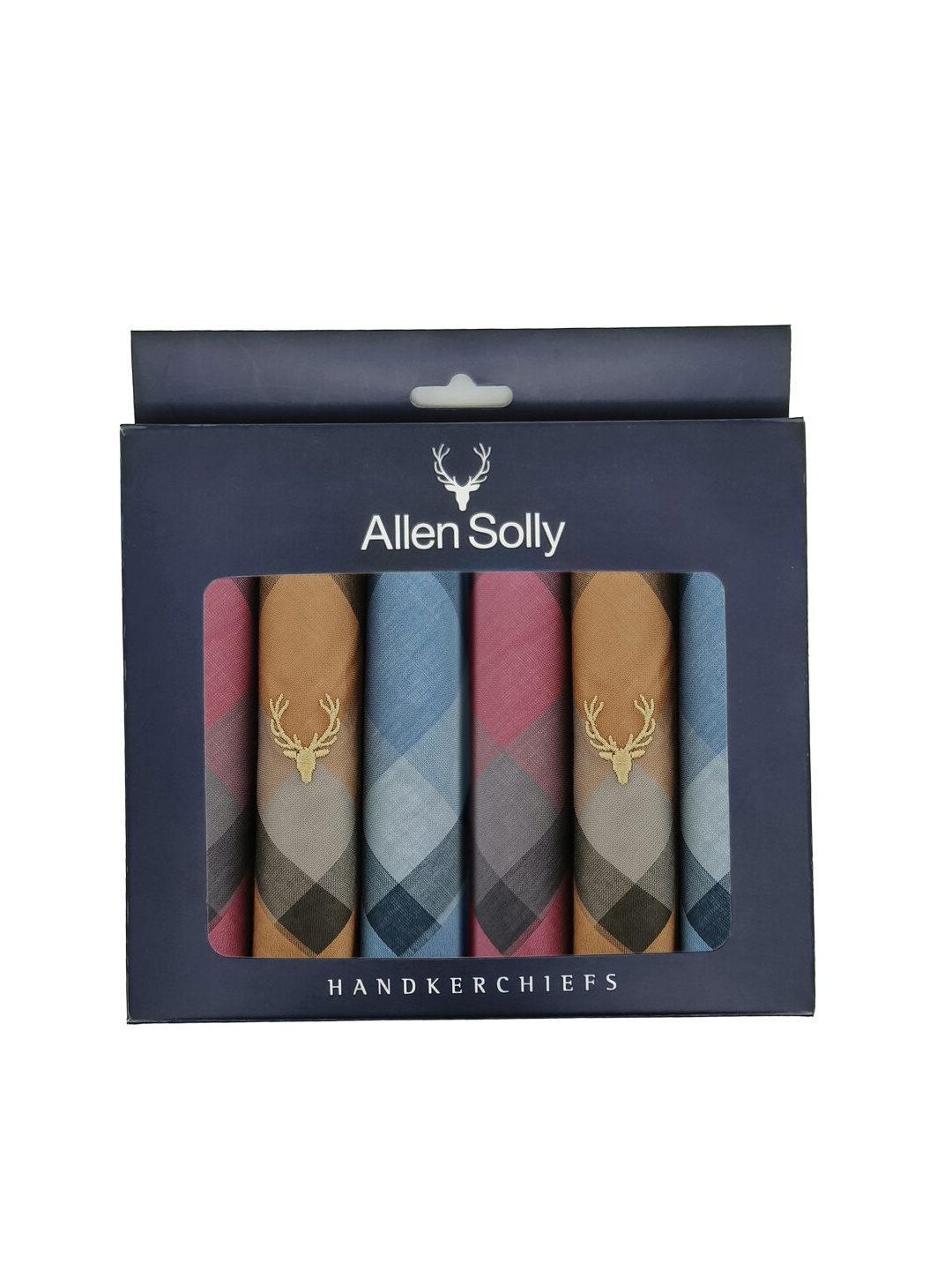 

Allen Solly Men Pack Of 6 Checked Cotton Handkerchief, Blue