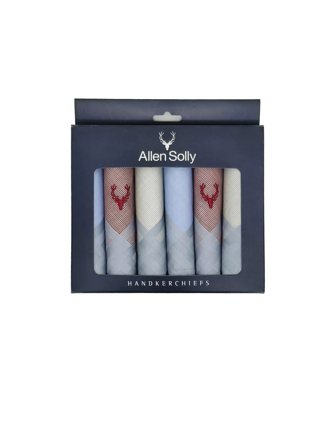 

Allen Solly Men Pack Of 6 Striped Cotton Handkerchief, Maroon