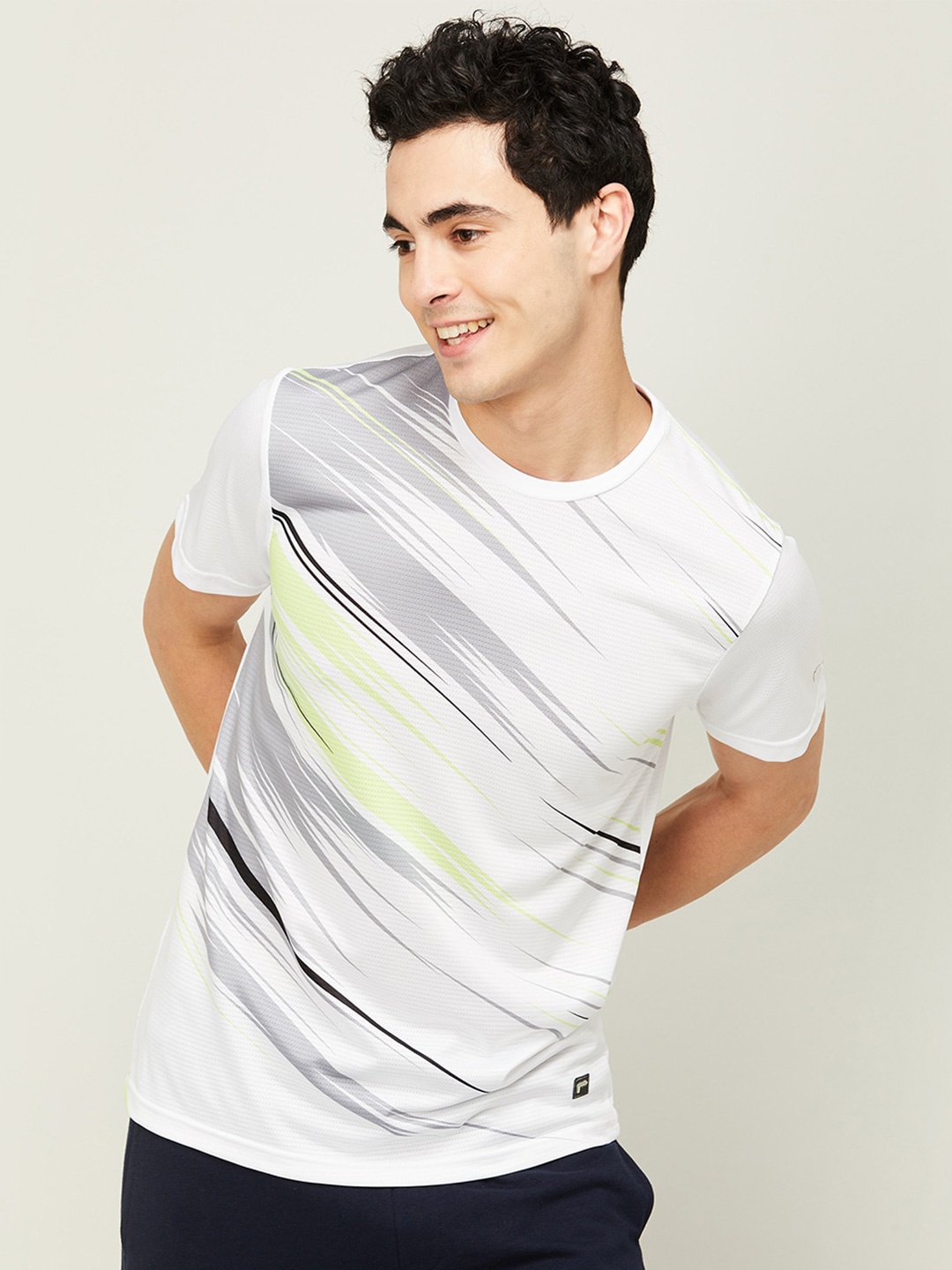 

Fame Forever by Lifestyle Striped Round Neck T-shirt, White