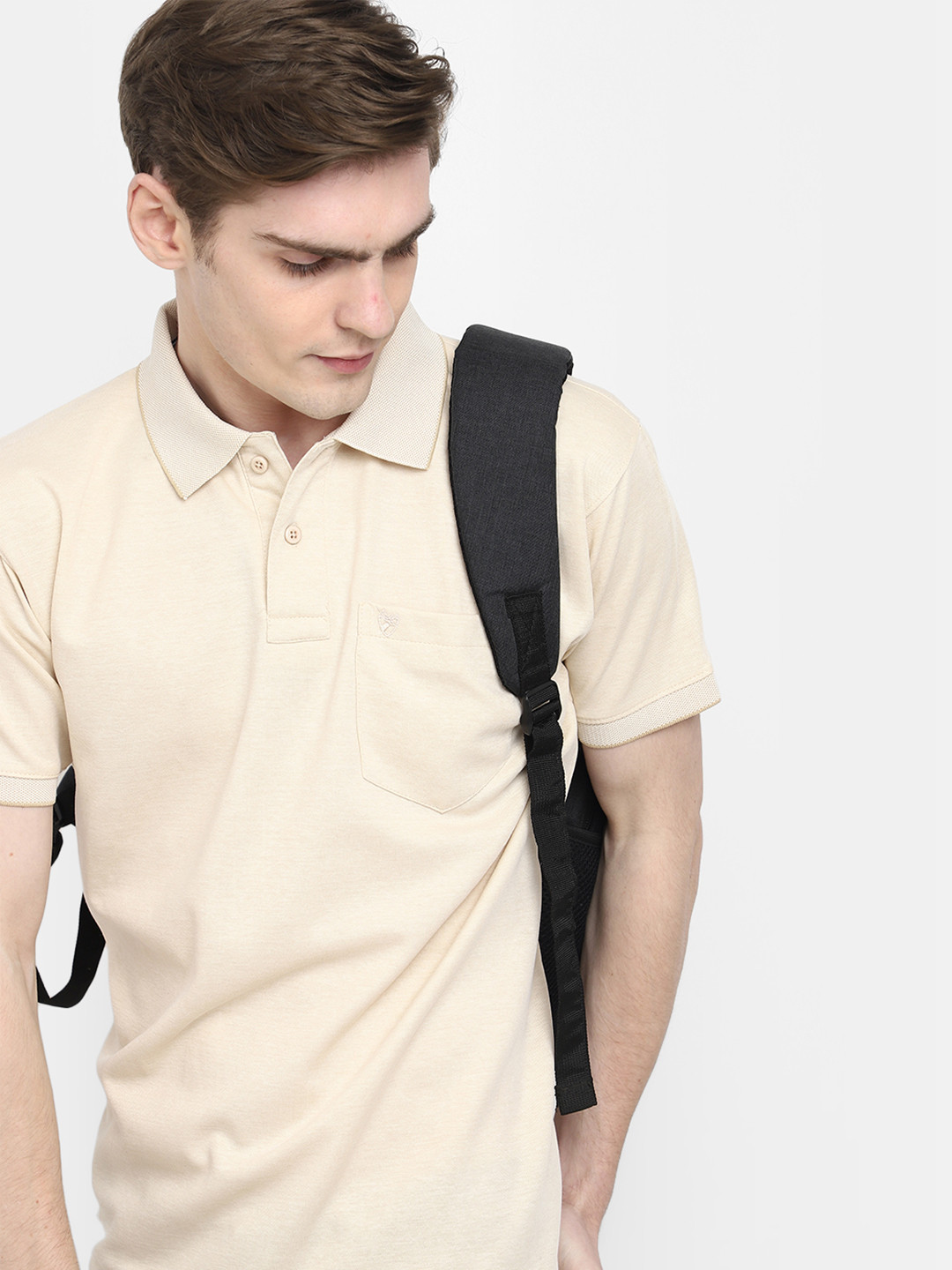 

V-Mart Men Polo Collar Cotton T-shirt, Beige