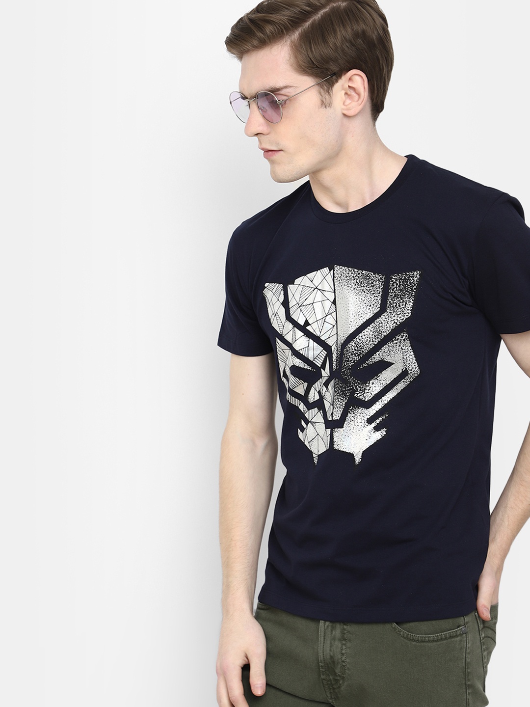

V-Mart Men Printed Cotton T-shirt, Blue