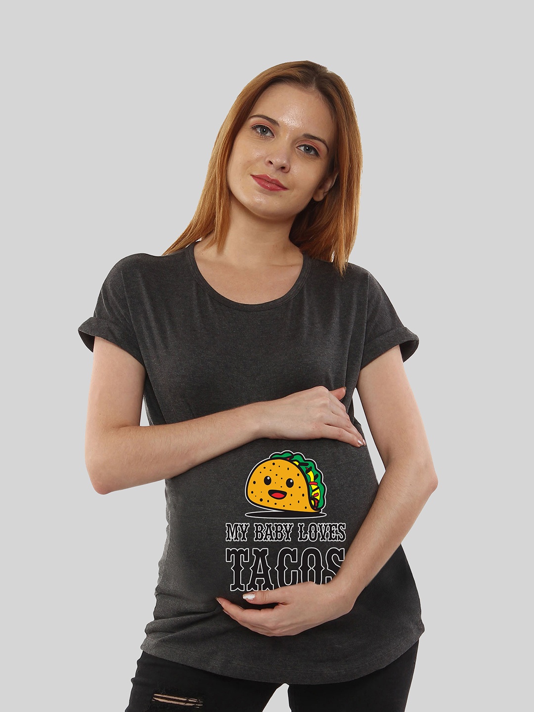 

SillyBoom Maternity Typography Printed Cotton T-shirt, Charcoal