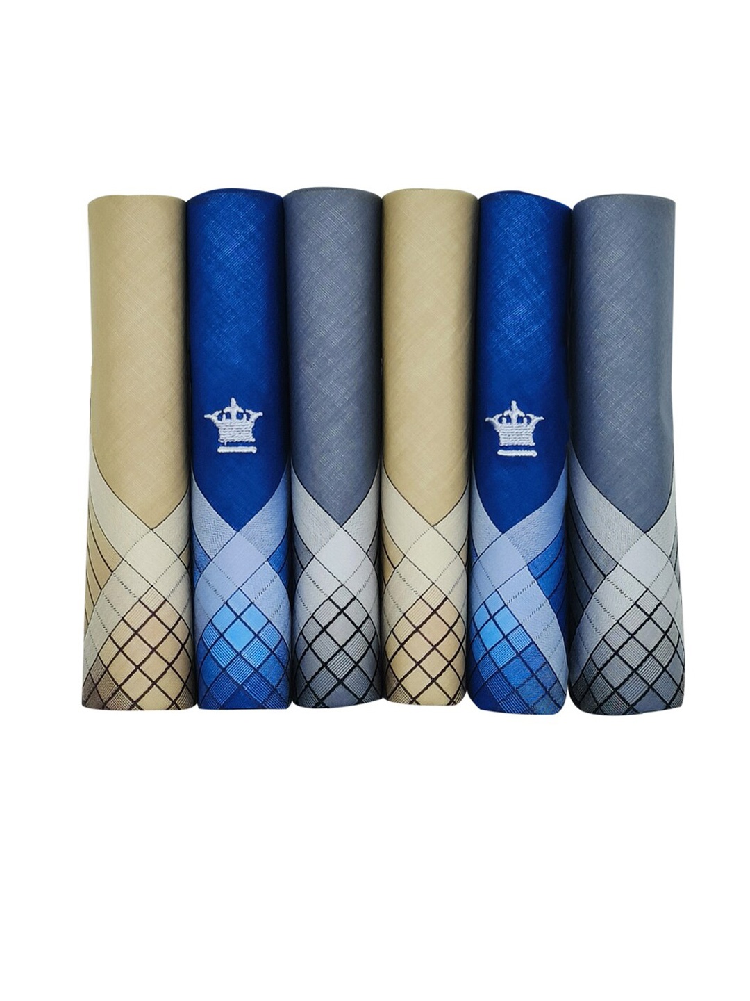 

Louis Philippe Men Pack Of 6 Printed Cotton Handkerchief, Blue
