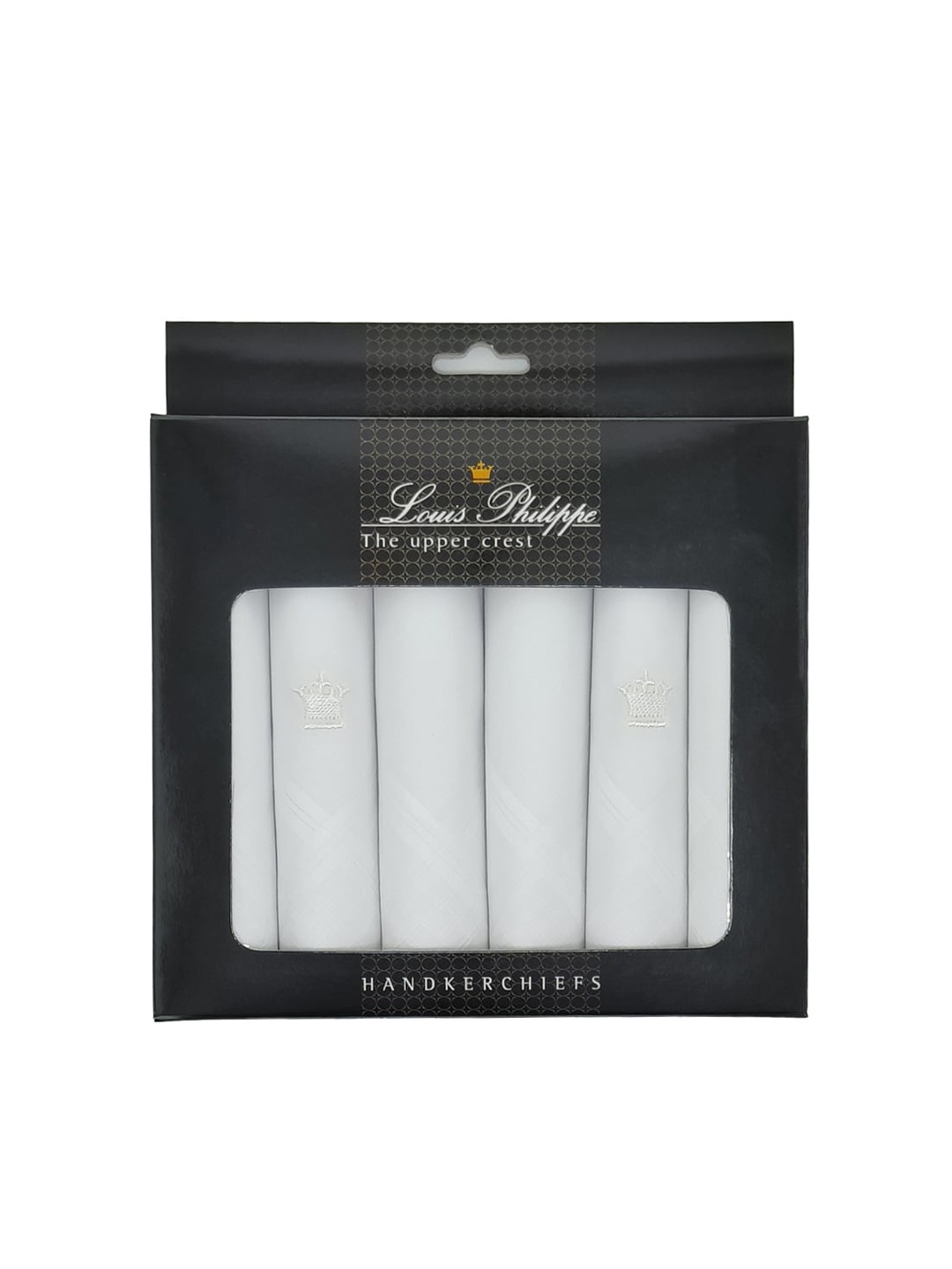 

Louis Philippe Men Pack Of 6 Striped Cotton Handkerchief, White