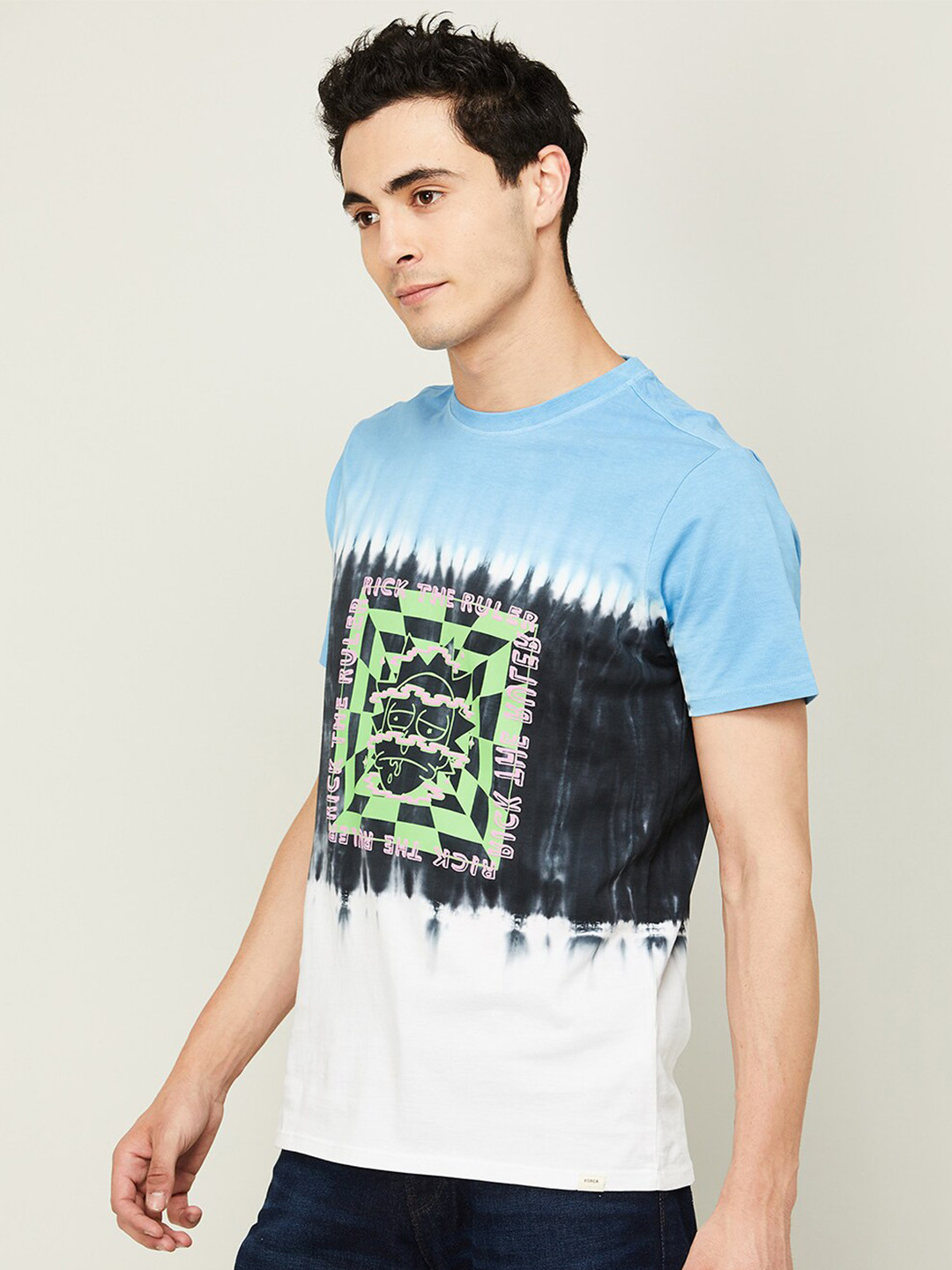 

Forca Printed Round Neck Cotton T-shirt, Blue