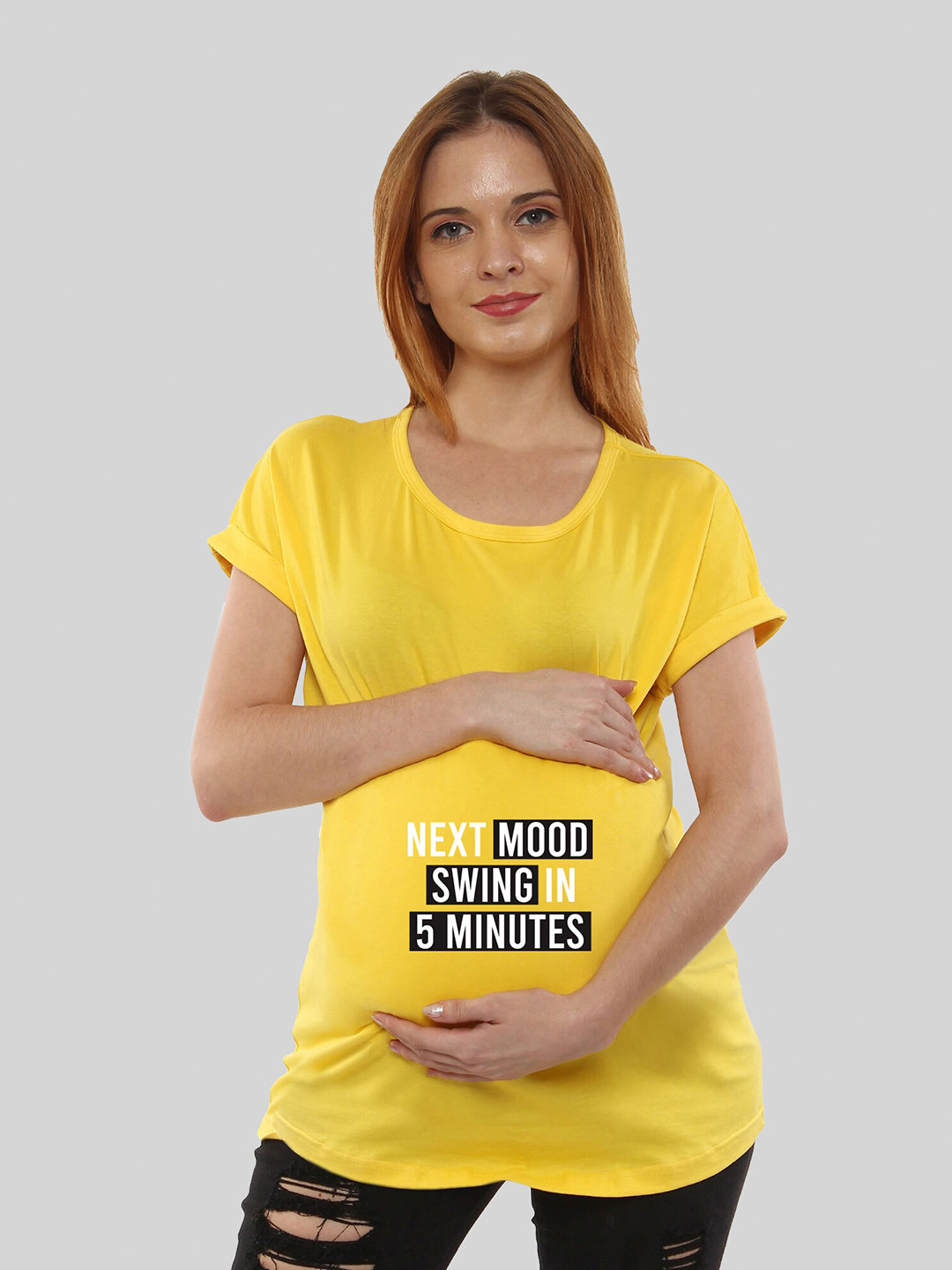 

SillyBoom Typography Printed Maternity Cotton T-shirt, Yellow