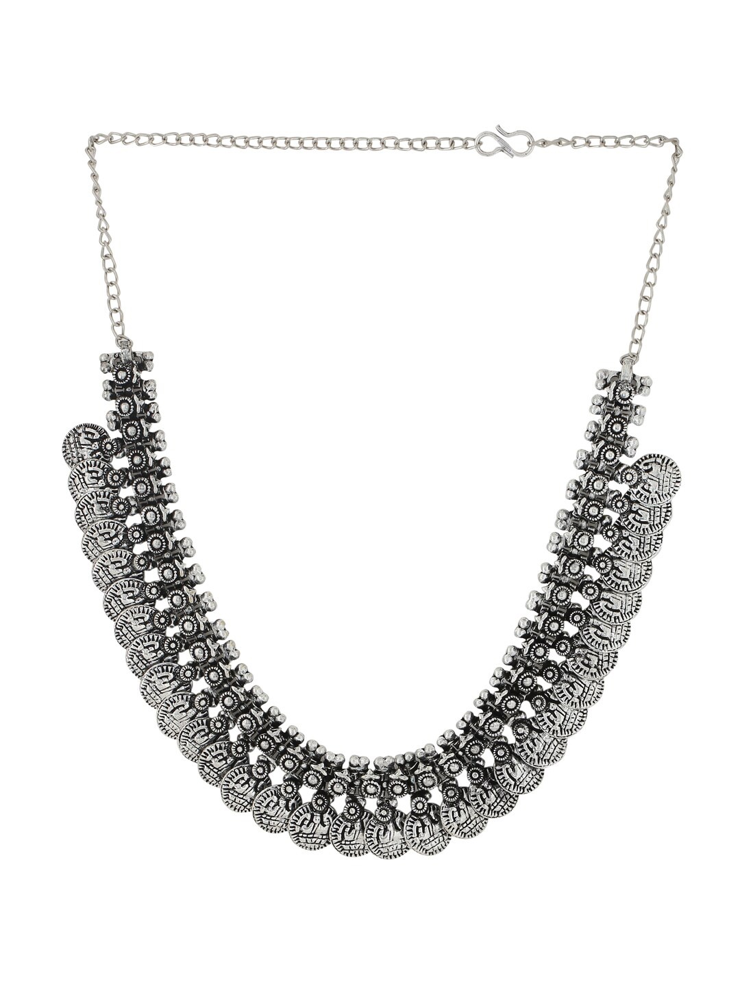 

VIRAASI Silver-Plated Brass Oxidised Choker Necklace