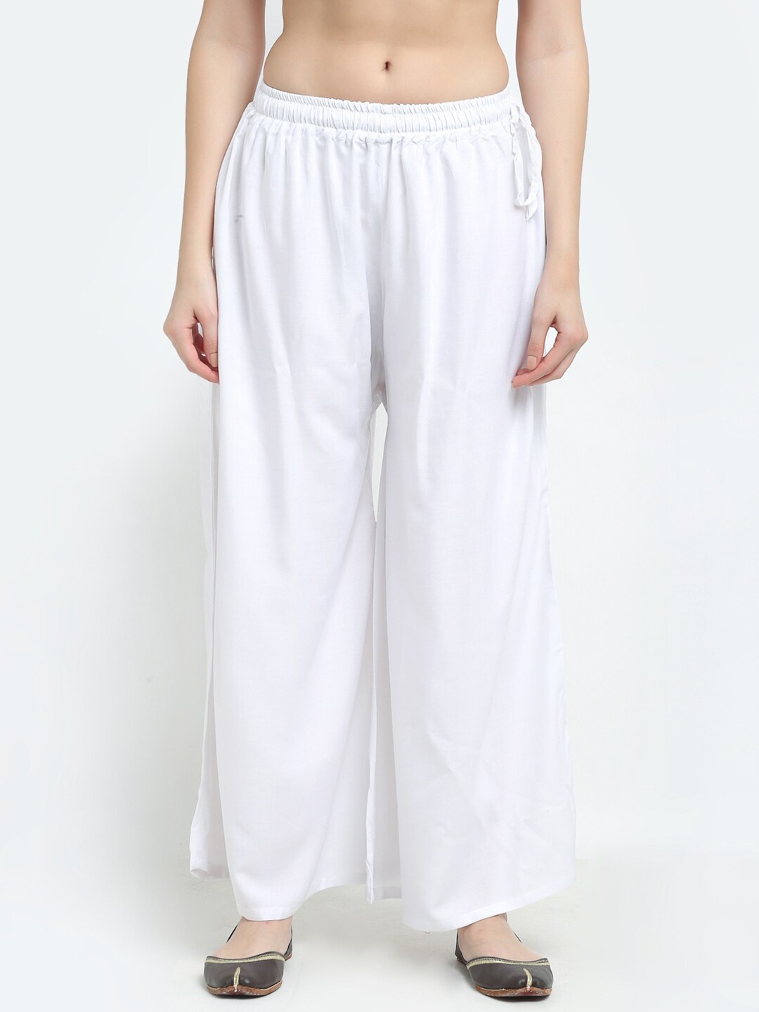 

TAG 7 Women Flared Ethnic Palazzos, White