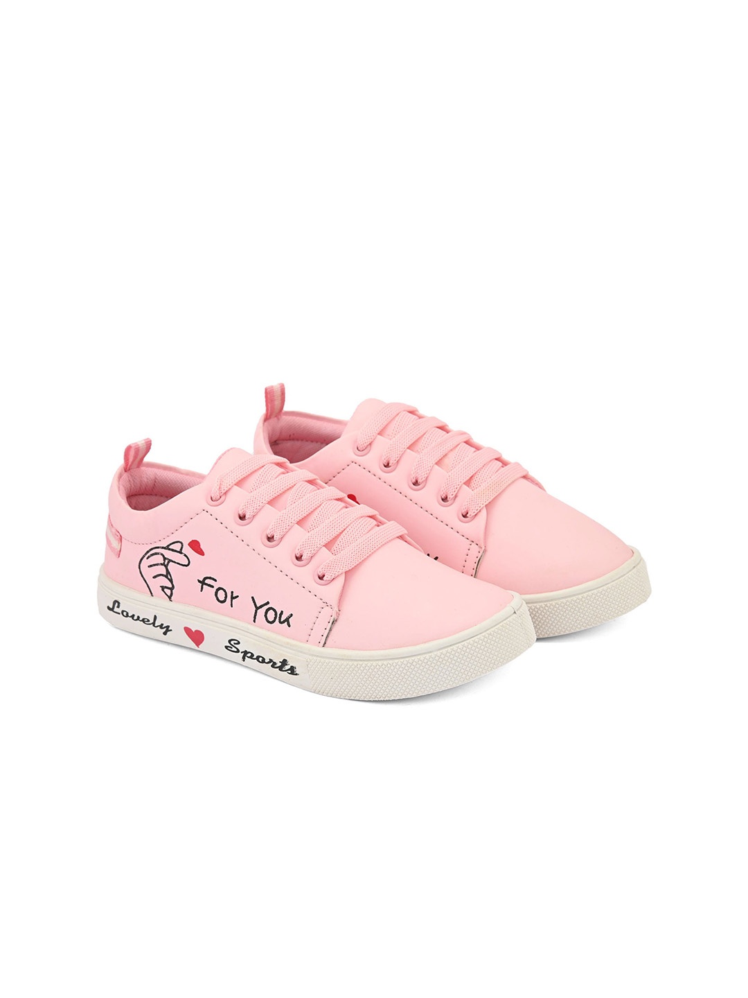 

KRAASA Women Printed Contrast Sole Sneakers, Pink