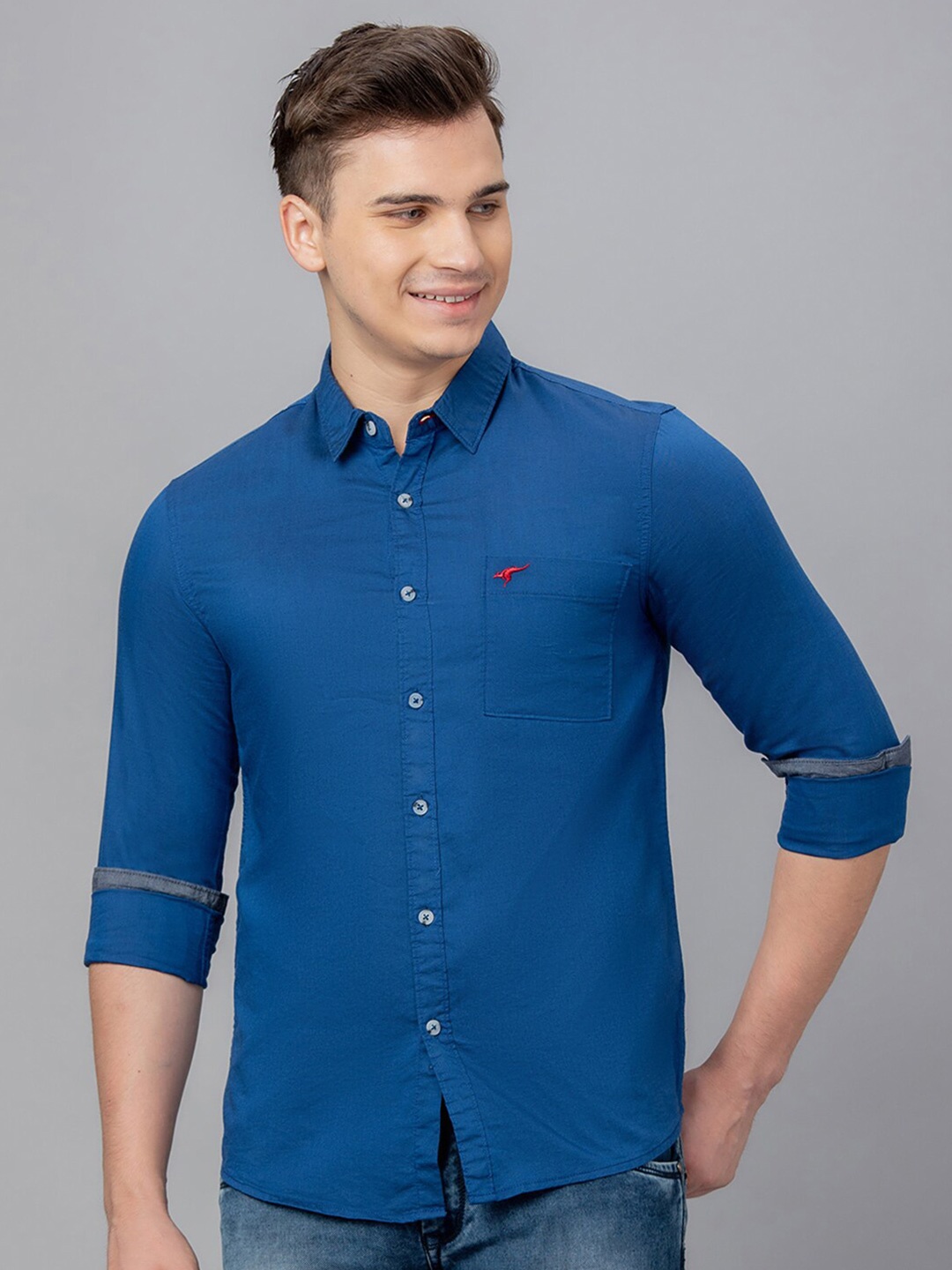 

Globus Spread Collar Pure Cotton Casual Shirt, Blue