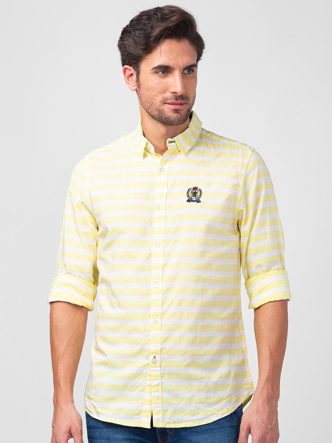 

Globus Comfort Horizontal Striped Pure Cotton Casual Shirt, Yellow