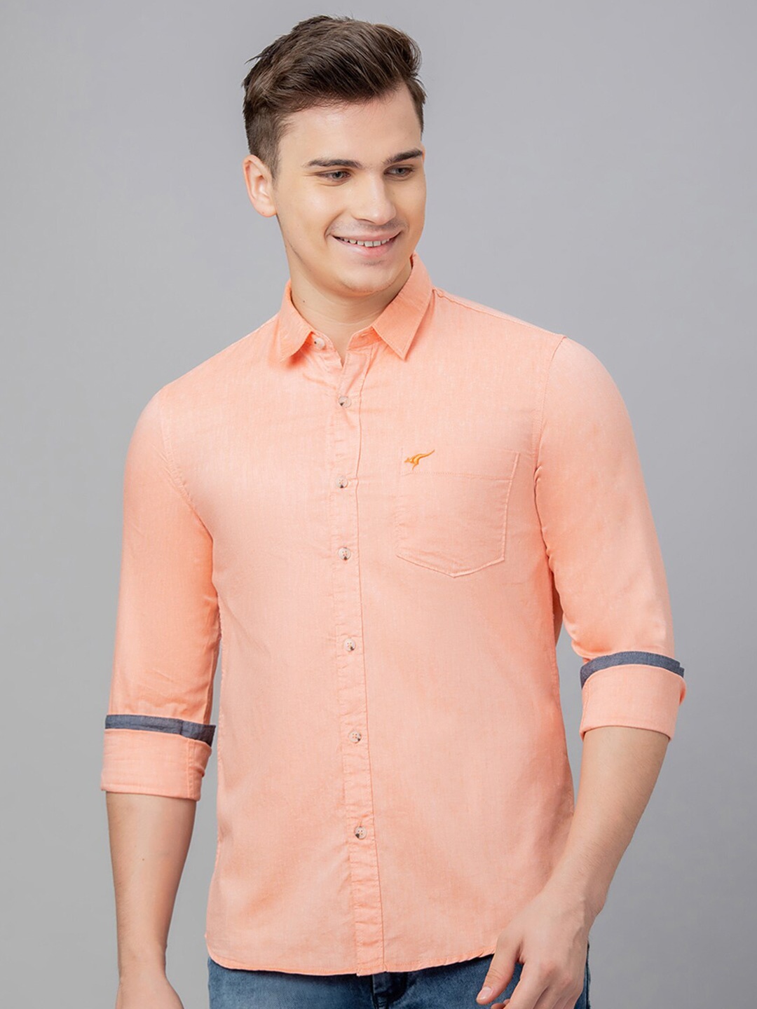 

Globus Spread Collar Cotton Casual Shirt, Peach