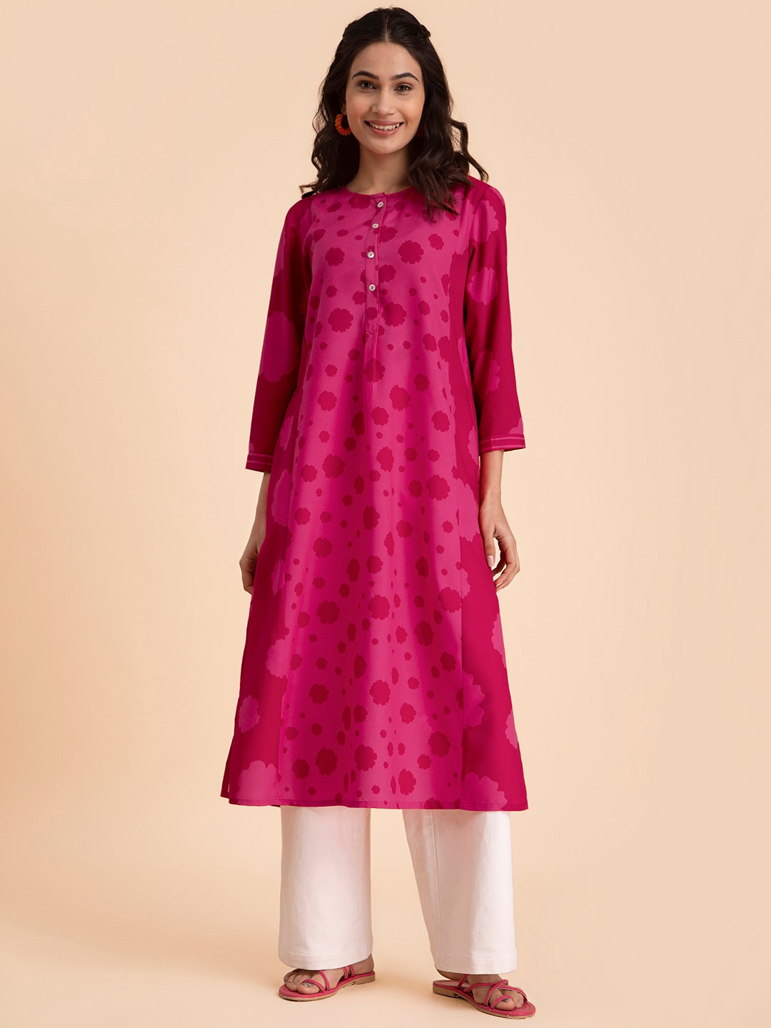 

Pink Fort Floral Printed A-Line Kurta