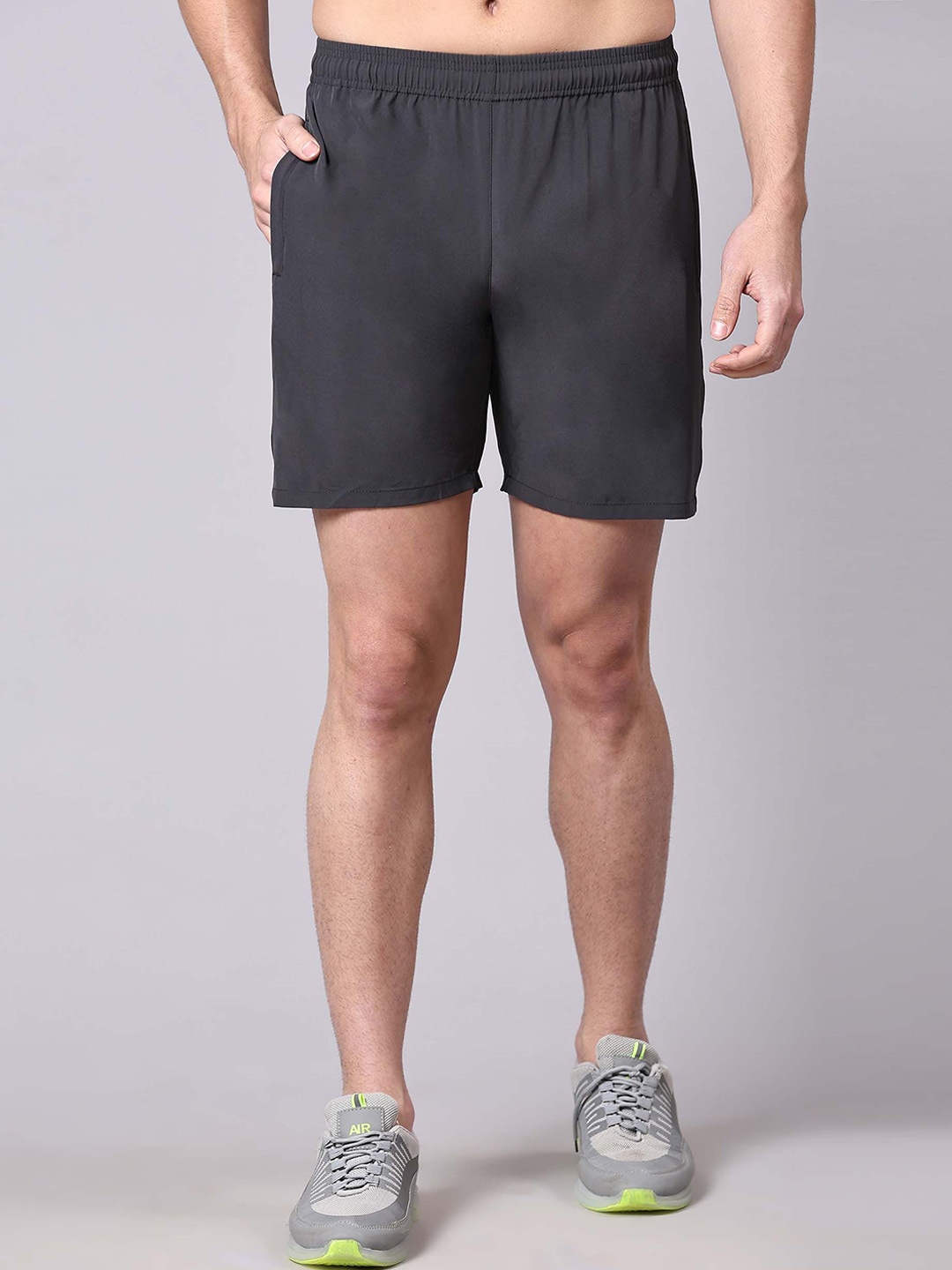 

Dpassion Men Running Sports Shorts With Side Zipper Pocket, Grey