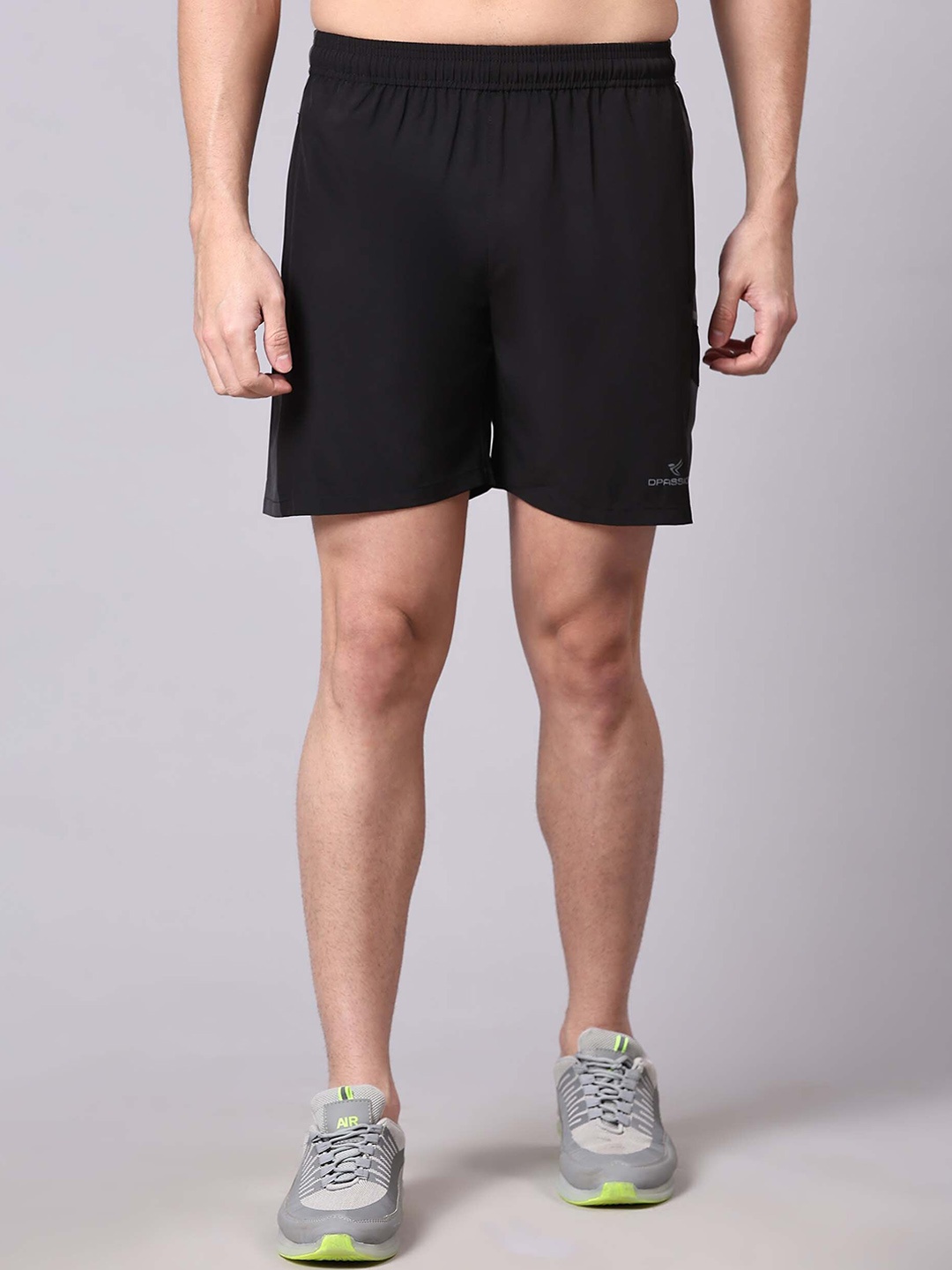 

Dpassion Men Mid-Rise Training & Gym Sports Shorts, Black