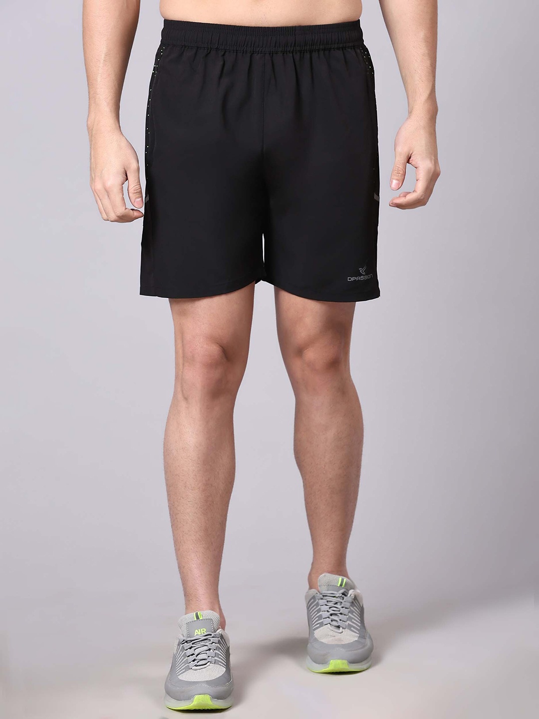 

Dpassion Men Mid-Rise Training & Gym Sports Shorts, Black