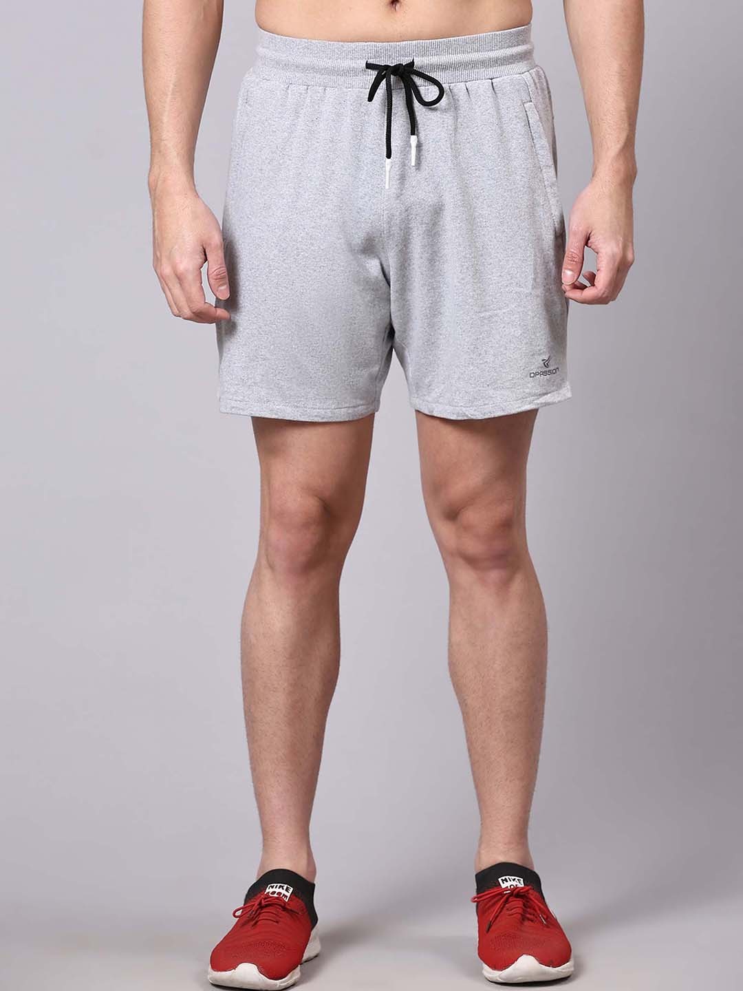 

Dpassion Men Mid-Rise Cotton Running Sports Shorts, Grey